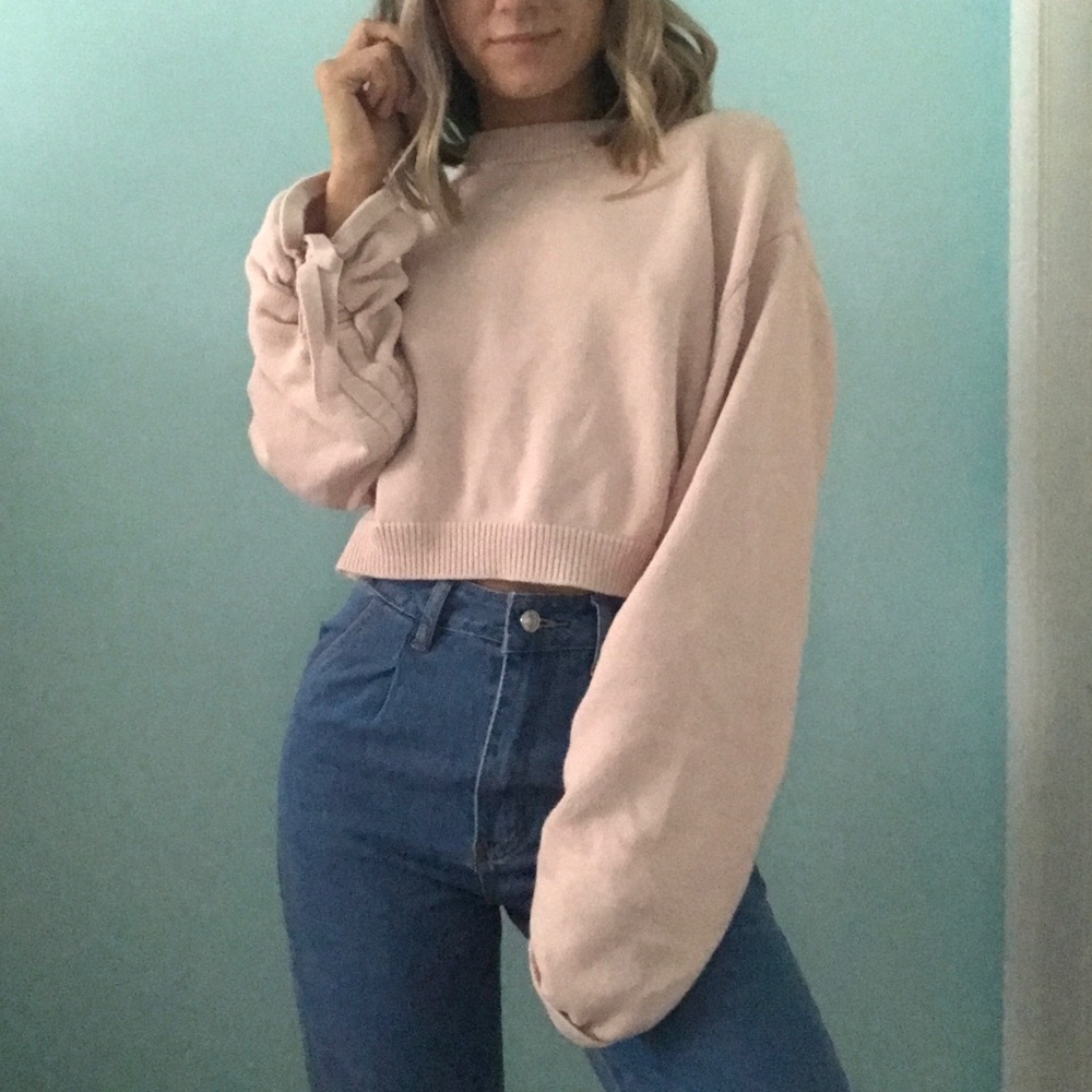 Pink Cropped Sweater - Picture 1 of 6